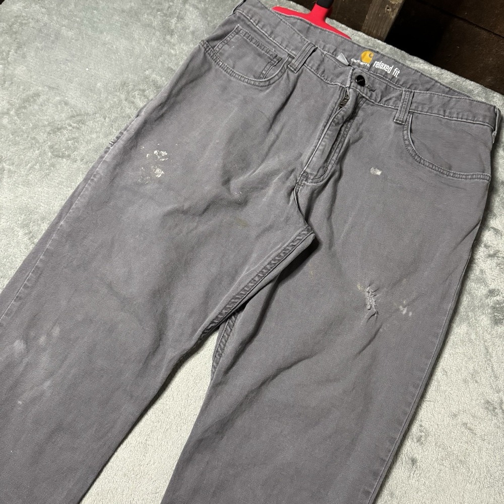 Carhartt‎ Carpenter Gray Workwear Pants Relaxed Fit Size 34x30 Skater Grunge - Picture 2 of 10